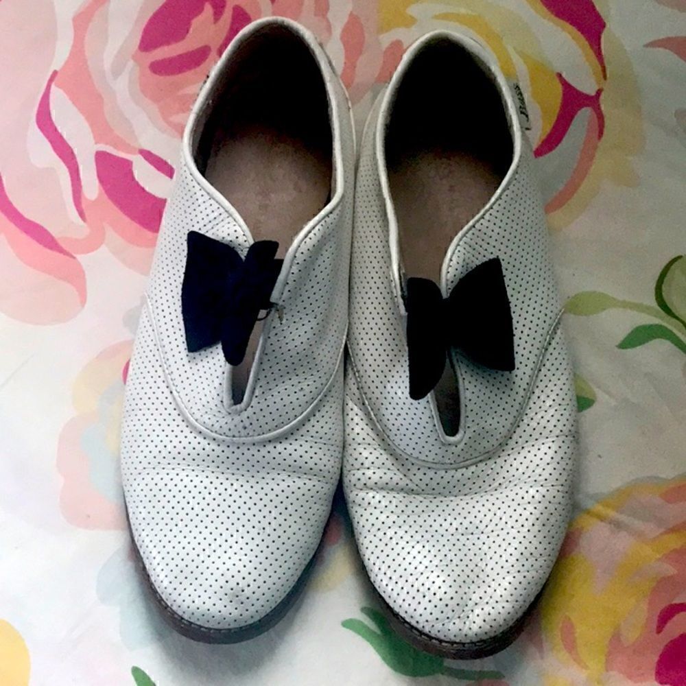 Rachel Antonoff White Flats with Black Bow